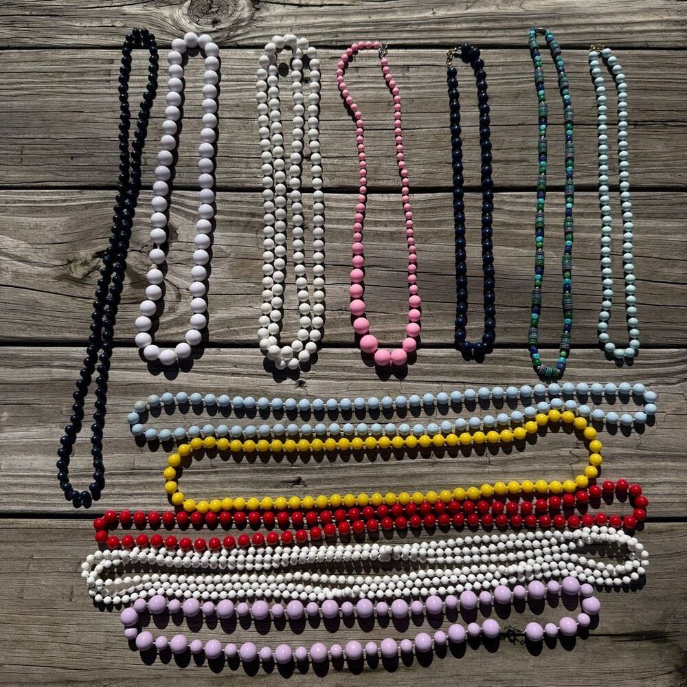 Vintage Colorful Beaded Strand Necklace Lot Retro Statement Costume Jewelry